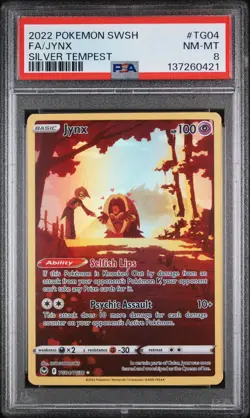 2022 POKEMON SWORD & SHIELD SILVER TEMPEST #TG04 FULL ART/JYNX PSA 8 - Image 1
