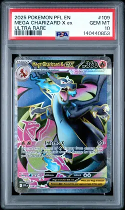 2025 POKEMON PFL EN-PHANTASMAL FLAMES ULTRA RARE #109 MEGA CHARIZARD X EX PSA 10 - Image 1