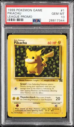 1999 POKEMON LEAGUE PROMO #1 PIKACHU PSA 10 - Image 1