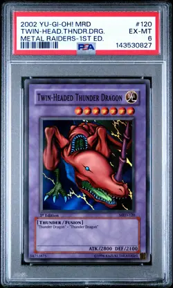 2002 YU-GI-OH! MRD-METAL RAIDERS 1ST ED #120 TWIN-HEADED THUNDER DRAGON PSA 6 - Image 1
