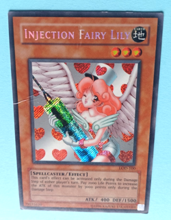 YUGIOH INJECTION FAIRY LILY #LOD-100 SECRET RARE UNLIMITED MED PLAY 2 CREASES - Image 2