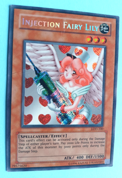 YUGIOH INJECTION FAIRY LILY #LOD-100 SECRET RARE UNLIMITED MED PLAY 2 CREASES - Image 3