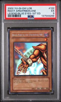 2002 YU-GI-OH! LEGEND OF BLUE EYES 1ST ED RIGHT ARM OF THE FORBIDDEN ONE PSA 5 - Image 1