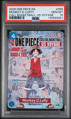 2026 ONE PIECE PROMOS ONE PIECE COLLEGE BK: US VOYAGE MONKEY D. LUFFY PSA 10 - Image 1