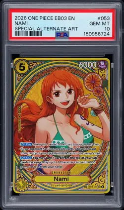 2026 ONE PIECE EB03-EXTRA BOOSTER -ONE PIECE HEROINES ED- #053 NAMI PSA 10 - Image 1