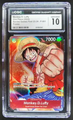 2023-24 One Piece Bandai Game Fest Monkey D. Luffy Promos #P-001 CGC 10 B PT - Image 1