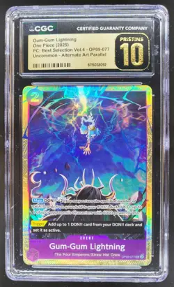 2025 ONE PIECE GUM-GUM LIGHTNING ALT ART OP09-077 CGC 10 PRISTINE C PT - Image 1