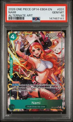 2026 ONE PIECE OP14-EB04-THE AZURE SEA'S SEVEN ALTERNATE ART #031 NAMI PSA 10 - Image 1