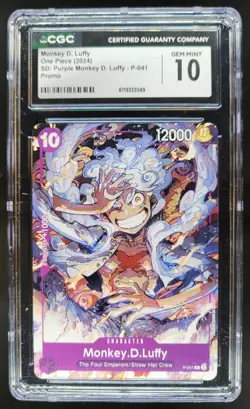 2024 ONE PIECE MONKEY D. LUFFY PROMO PURPLE MONKEY P-041 CGC 10 B PT - Image 1