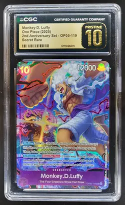2025 ONE PIECE =MONKEY D. LUFFY SECRET RARE OP05-119 CGC 10 PRISTINE C PT - Image 1