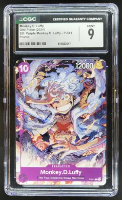 2024 ONE PIECE MONKEY D. LUFFY PROMO PURPLE MONKEY P-041 CGC 9 B PT - Image 1