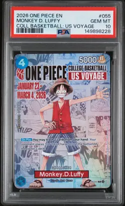 2026 ONE PIECE PROMOS ONE PIECE COLLEGE BK: US VOYAGE MONKEY D. LUFFY PSA 10 - Image 1