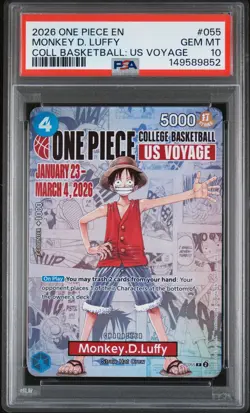 2026 ONE PIECE PROMOS ONE PIECE COLLEGE BK: US VOYAGE MONKEY D. LUFFY PSA 10 - Image 1