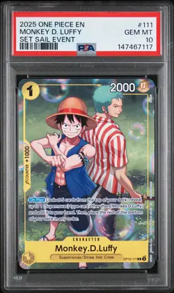 2025 ONE PIECE PROMOS SET SAIL EVENT #111 MONKEY D. LUFFY PSA 10 - Image 1