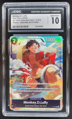 2025 ONE PIECE MONKEY D. LUFFY PROMO ALT ART P-075 CGC 10 B PT - Image 1
