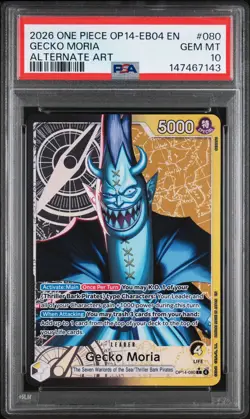 2026 ONE PIECE OP14-EB04-THE AZURE SEA'S SEVEN ALTERNATE ART GECKO MORIA PSA 10 - Image 1