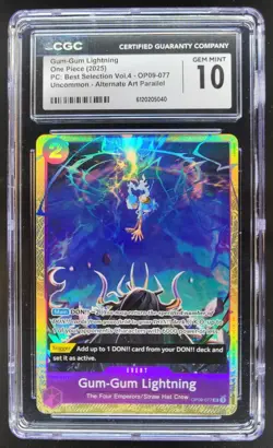 2025 One Piece Best Gum-Gum Lightning Rare Alt Art #OP09-077 CGC 10 A PT - Image 1