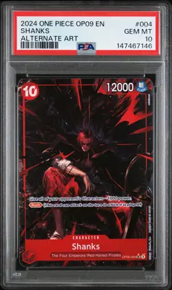 2024 ONE PIECE OP09-EMPERORS IN THE NEW WORLD ALTERNATE ART #004 SHANKS PSA 10 - Image 1