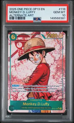 2025 ONE PIECE OP13-CARRYING ON HIS WILL ALTERNATE ART MONKEY D. LUFFY PSA 10 - Image 1
