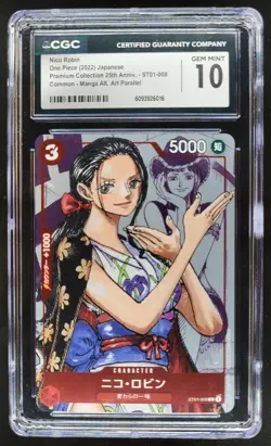 2022 ONE PIECE JAPANESE NICO ROBIN MANGA ALT ART 25TH ST01-008 CGC 10 B PT - Image 1