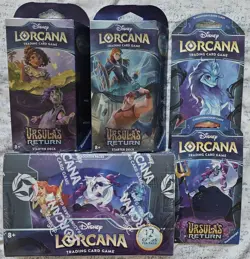 Disney Lorcana Ursulas Return Lot Booster Box, 2x Starter Deck, 2x Sleeved Packs - Image 1