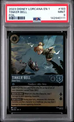 2023 DISNEY LORCANA EN 1-THE FIRST CHAPTER FOIL TINKER BELL - GIANT FAIRY PSA 9 - Image 1