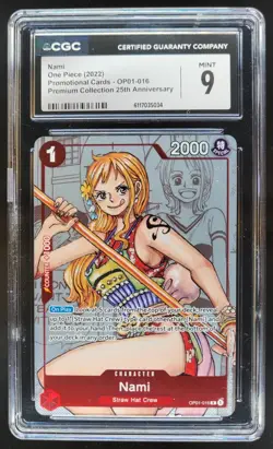 2022 One Piece Premium Card Collection 25th Anniversary Nami Promos CGC 9 A PT - Image 1