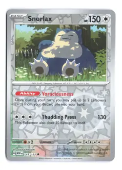 Reverse Holofoil Snorlax 143/165 Pokemon Uncommon SV: Scarlet & Violet 151 Card - Image 1