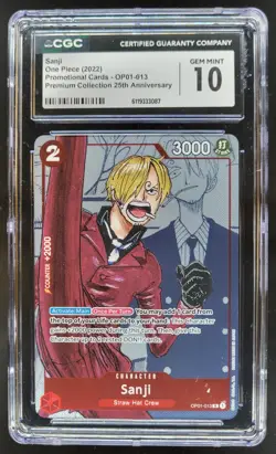 2022 One Piece Premium Card Collection 25th Anniversary Sanji Promos CGC 10 C PT - Image 1
