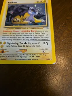 Raikou - 13/64 - Pokemon Neo Revelation Unlimited Holo Rare Card WOTC LP - Image 2