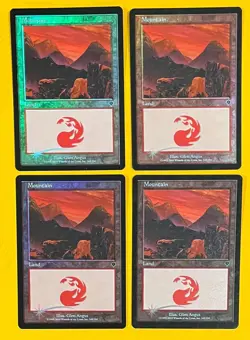 MTG MOUNTAIN (Foil) (x4) Invasion (OldManMTG 011-893) - Image 1