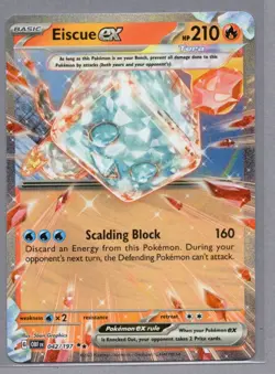 EISCUE EX 042/197 OBSIDIAN FLAMES POKEMON (DOUBLE RARE, NM) - Image 3