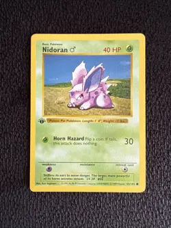 Pokemon TCG 1st Edition Shadowless Nidoran 55/102 Base Set MP (read) - Image 1