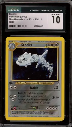 Pokemon Steelix Neo Genesis 1st Edition Holo Rare #15 CGC 10 Gem Mint - Image 1
