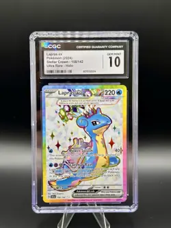 POKEMON CGC 10 GEM MINT LAPRAS EX FULL ART 158/142 ULTRA RARE STELLAR CROWN - Image 1
