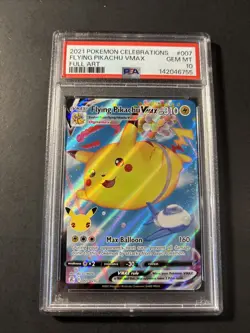 Pokemon Flying Pikachu VMAX 2021 Celebrations Full Art 007/025 PSA 10 Fresh Slab - Image 1