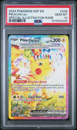 2024 POKEMON SSP EN-SURGING SPARKS SPECIAL ILLUSTRATION RARE PIKACHU EX PSA 10 - Image 1