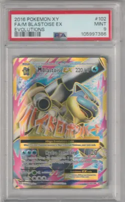 2016 M BLASTOISE EX POKEMON XY EVOLUTIONS MEGA RARE #102/108 PSA 9 - Image 1