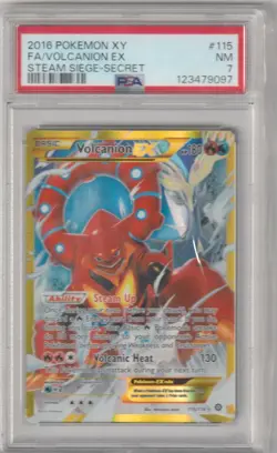 2016 VOLCANION EX POKEMON XY STEAM SIEGE BASIC SECRET RARE #115/114 PSA 7 - Image 1