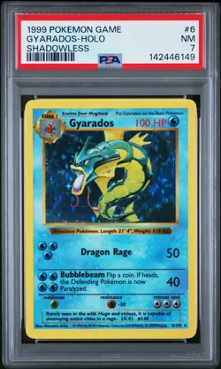 1999 POKEMON BASE SET SHADOWLESS #6 GYARADOS-HOLO PSA 7 - Image 1