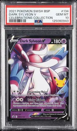 2021 POKEMON SWSH BLACK STAR PROMO CELEBRATIONS COLL #134 DARK SYLVEON V PSA 10 - Image 1