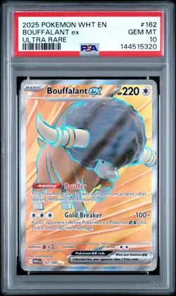 2025 POKEMON WHT EN-WHITE FLARE ULTRA RARE #162 BOUFFALANT EX PSA 10 - Image 1