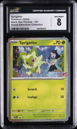 2024 POKEMON SVP EN-SV BLACK STAR PROMO GRAND ADVENTURE COLL SPRIGATITO CGC 8 - Image 1