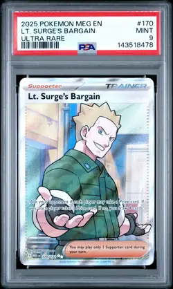 2025 POKEMON MEG EN-MEGA EVOLUTION ULTRA RARE #170 LT. SURGE'S BARGAIN PSA 9 - Image 1