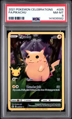 2021 POKEMON CELEBRATIONS #005 FULL ART/PIKACHU PSA 8 - Image 1