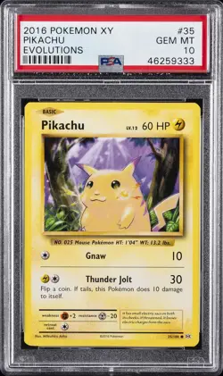 2016 POKEMON XY EVOLUTIONS #35 PIKACHU PSA 10 - Image 1