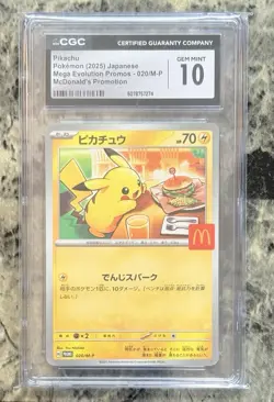 2025 Pokemon Mega Evolution Mcdonald's Promo Japanese Pikachu #020MP CGC 10 - Image 1
