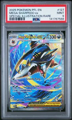 2025 Pokemon Mega Sharpedo Ex 127 Special Illustration Rare PSA 9 SIR - Image 1