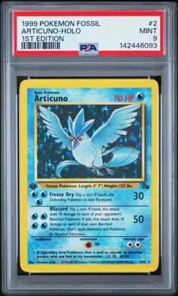 1999 POKEMON FOSSIL 1ST EDITION #2 ARTICUNO-HOLO PSA 9 - Image 1