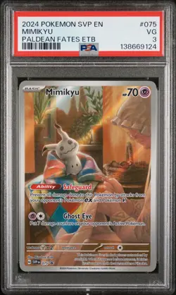 2024 POKEMON SVP PALDEAN FATES ELITE TRAINER BOX PROMO #075 MIMIKYU PSA 3 - Image 1